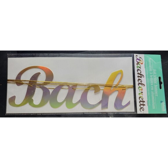 Bachelorette Foil Letter Banner 9ft – Rainbow Iridescent Party Décor - Picture 1 of 4